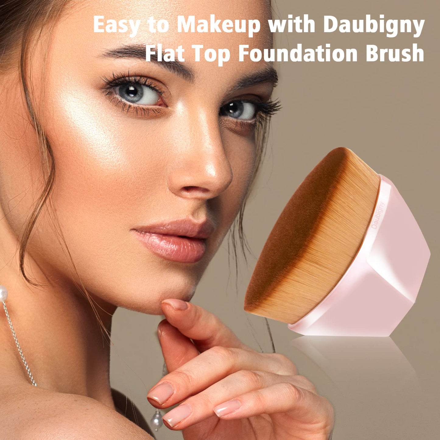 Daubigny Foundation Makeup Brush Flat Top Kabuki Hexagon Face Blush Liquid Powder Foundation Brush for Blending Liquid, Cream or Flawless Powder