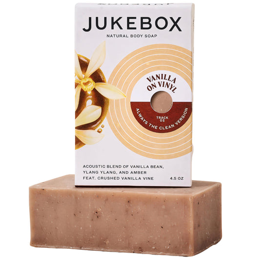 JUKEBOX Vanilla on Vinyl-Natural Bar Soap for Women | Cold Process, Light Scrub Bath Soap | No Harmful Ingredients | All Skin Types Vanilla Bean | Dr