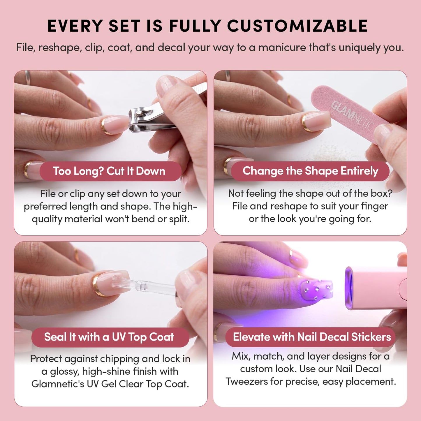 Glamnetic Press On Nails - Short Squoval Fake Nails | Glazed Red Press On Nails, Salon Quality Kit with Glue | Statement Red - 30 Nail Set in 15 Sizes Beauty and Personal Care Glamnetic