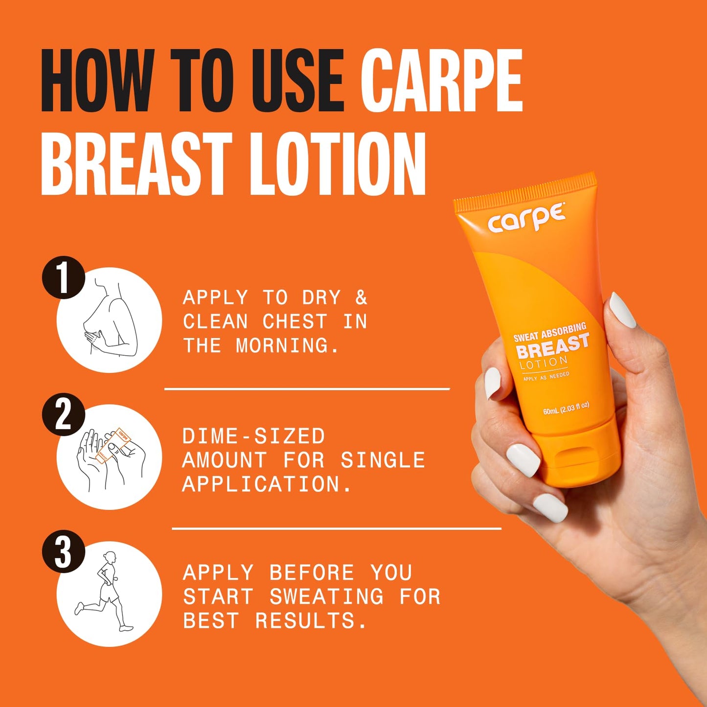 Carpe Sweat Absorbing Breast - Helps Keep Your Breasts and Skin Folds Dry - Sweat Absorbing Lotion - Helps Control Under Breast Sweat - Great