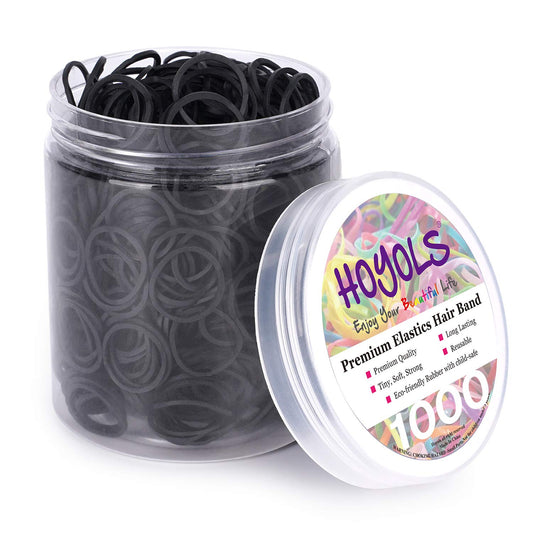 HOYOLS 1/2 Inch Small Black Rubber Bands for Hair Ties Elastics Mini Toddler Braids Ponytail Holders for Baby Girls Infants Kids Thick Hair No Damage