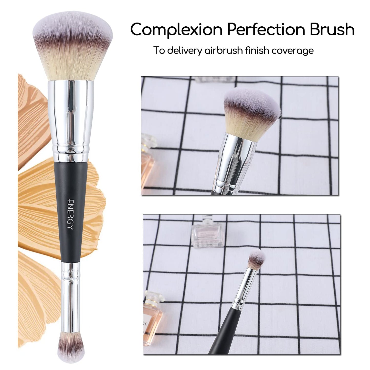 ENERGY Foundation Brushes for Liquid Foundation Makeup Brushes Dual-ended Foundation Brush Concealer Brush Under Eye Ideal for Liquid, Cream