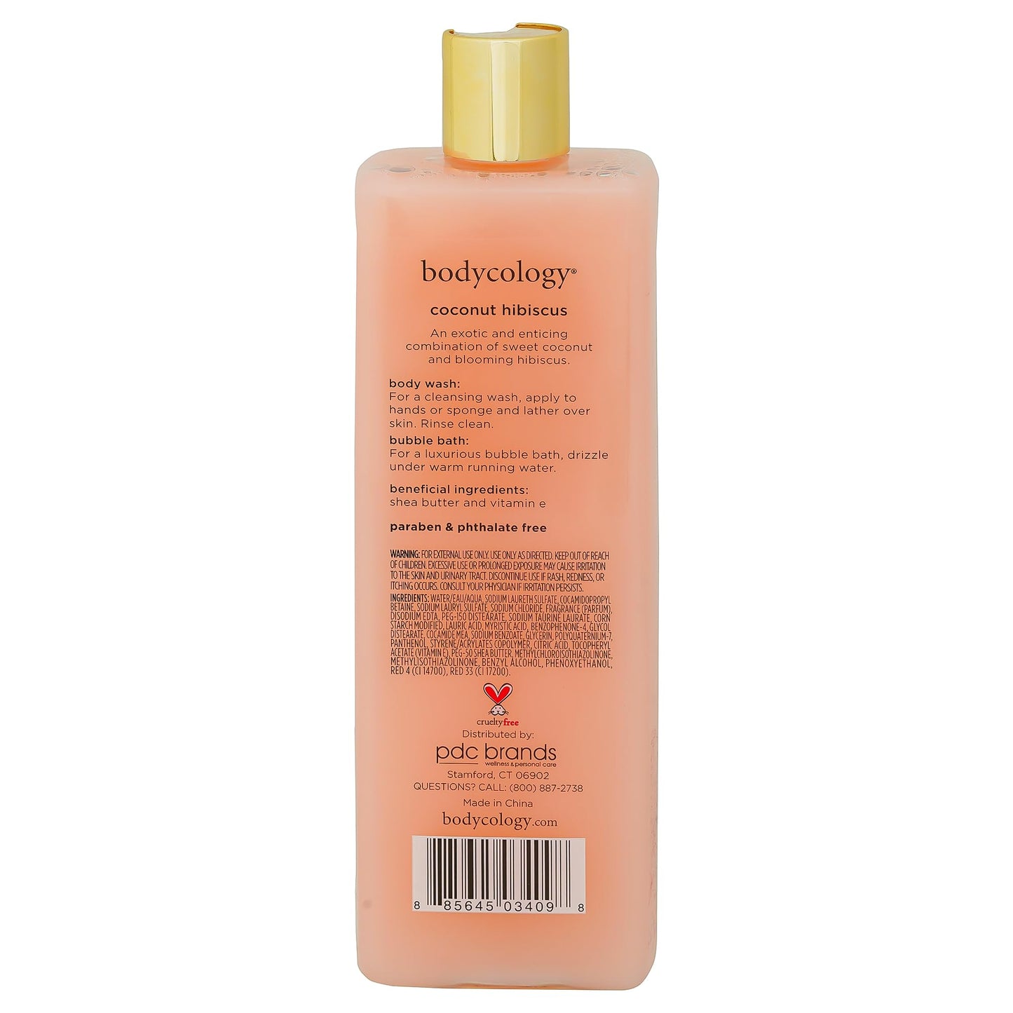 Bodycology Coconut Hibiscus Moisturizing Body Wash for Women, 16 Ounce