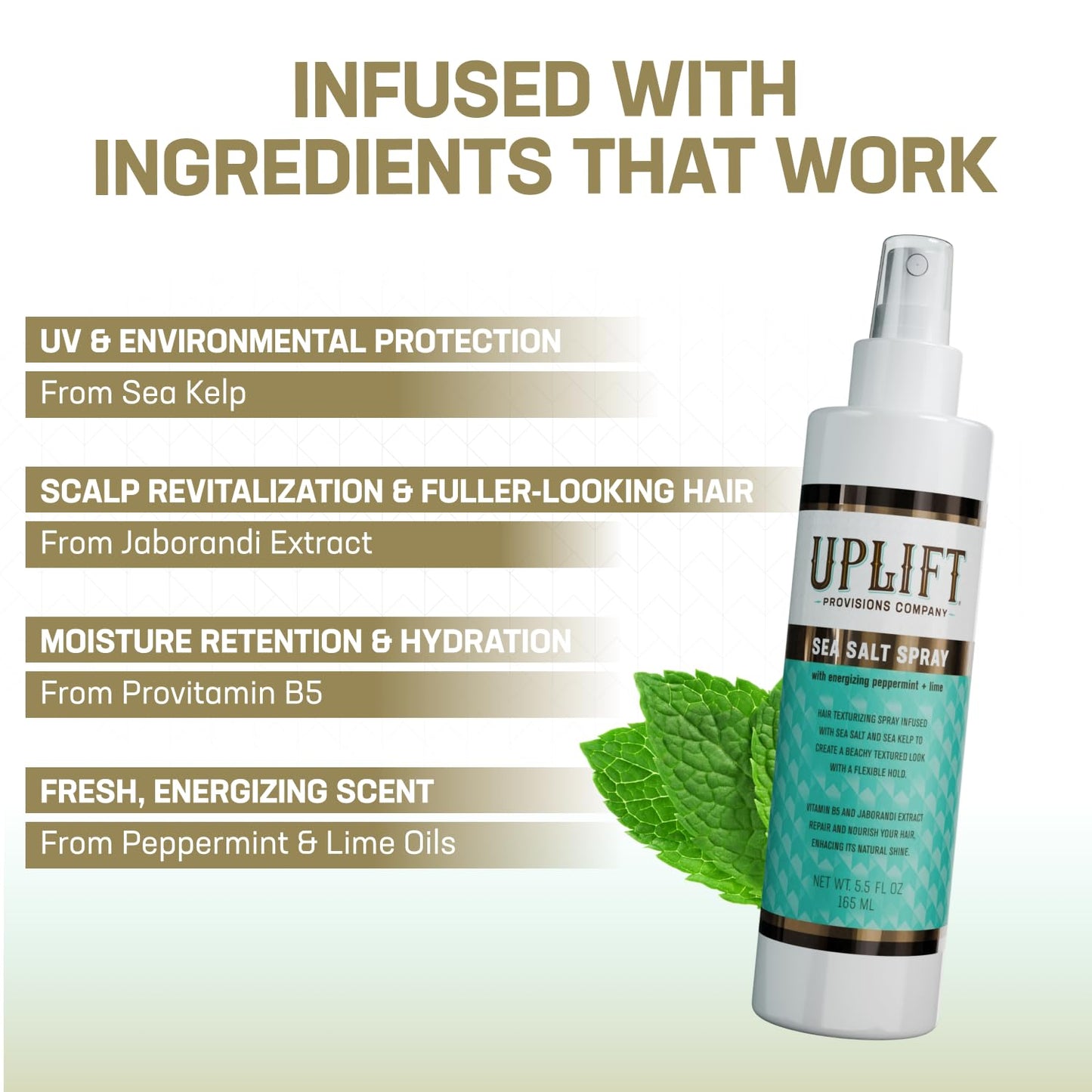Uplift Provisions Company Sea Salt Spray - Versatile Texture Spray for Hair to Achieve Perfect Beach Waves, Amplify Curly Hair, or Boost Volume in