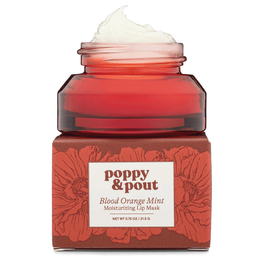 Poppy & Pout Blood Orange Mint Overnight Lip Mask - Moisturizing Natural Lip Treatment with Shea Butter & Beeswax - Cruelty Free, Recyclable Glass Jar Beauty & Personal Care Poppy & Pout