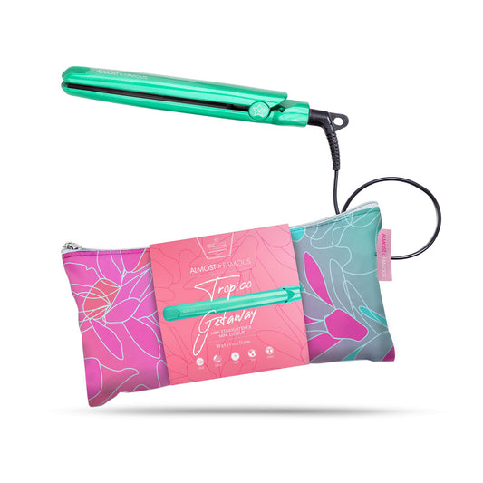 Almost Famous Tropico Getaway 0.5 inches Mini Tourmaline & Ceramic Hair Straightener Flat Iron with Stunning Travel Bag with Set Temperature, All Beauty & Personal Care ALMOST FAMOUS