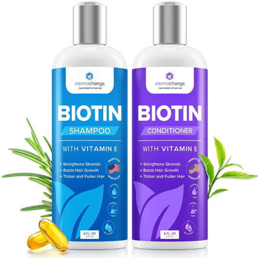 Hair Growth Biotin Shampoo and Conditioner - Deep Hydrating Conditioner for Dry Damaged Hair, Sulfate Free & Volumizing - 2 Pack, 8oz Beauty & Personal Care DermaChange