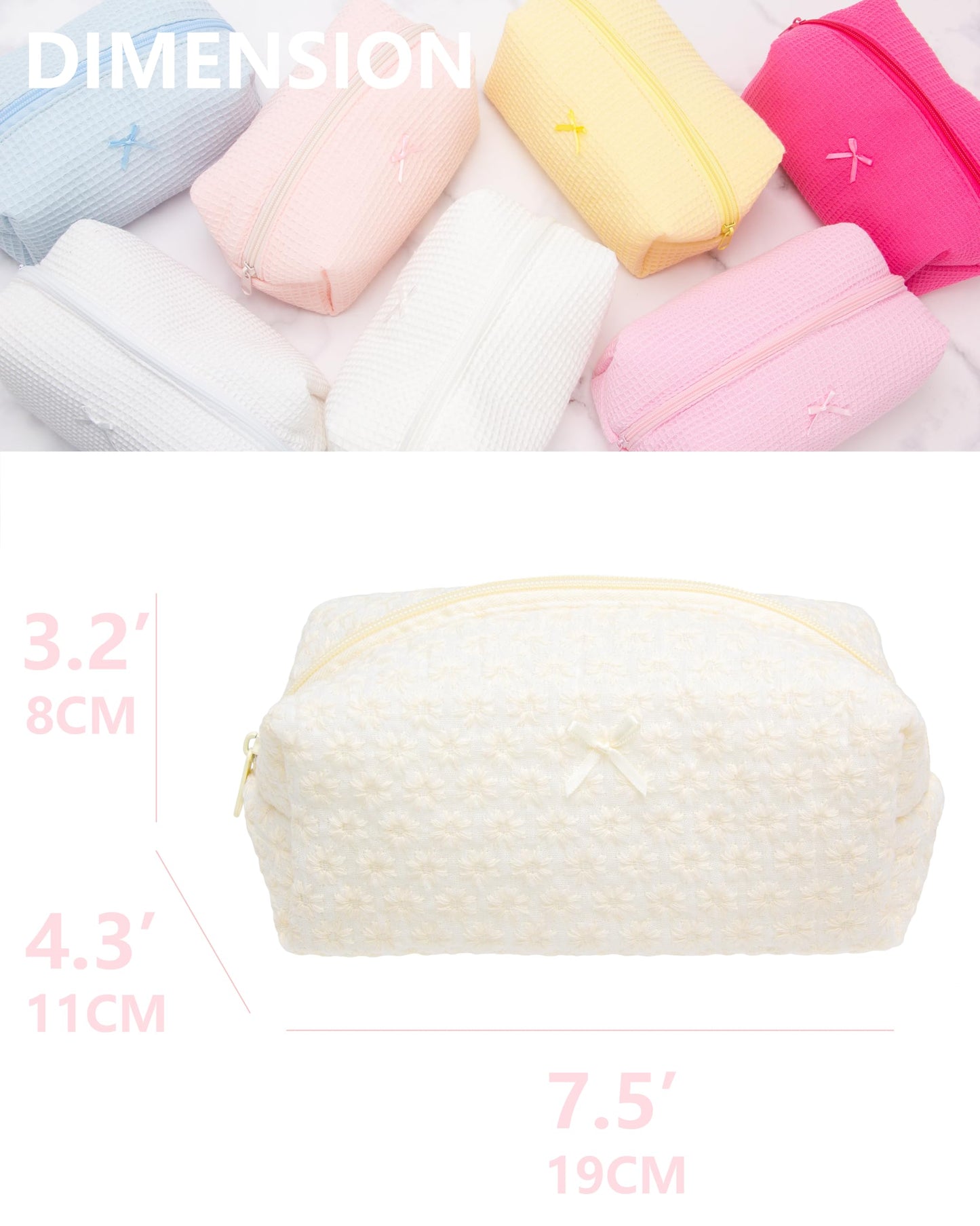 Cozy Makeup Bag for Women,Zipper Cosmetic Pouch,Embroidery Daisy,6 Pack Beauty and Personal Care PAZIMIIK