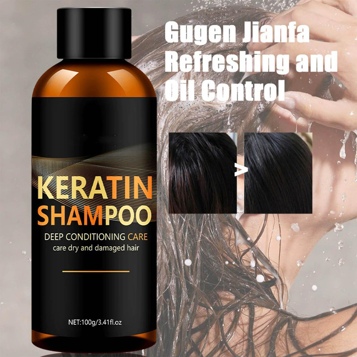 Keratin Shampoo and Conditioner Set, Travel Repair Hair Care Set for Damaged Hair, Intense Hydration, Frizz Control, Smoothing & Strengthening