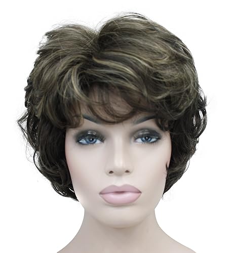 Lydell Women's Short Curly Wavy Wig Synthetic Hair Full Wig 6 inches (8TT124)