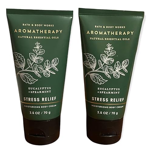 Bath and Body Works 2 Piece Pack Aromatherapy Eucalyptus Spearmint Stress Relief Travel Size ( 2.5 oz / 57 g Each) Body Cream
