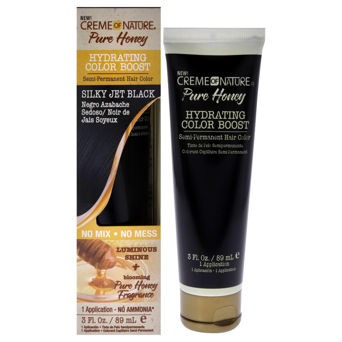Creme Of Nature Pure Honey Color Boost Slky Jet Black 3 Ounce (89ml) (Pack of 3)