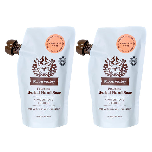 Moon Valley Foaming Hand Soap Refill Pouch, Two-Pack Grapefruit Thyme Soap, Vegan and Non-GMO, Environmentally Friendly Option Beauty & Personal Care Moon Valley Organics