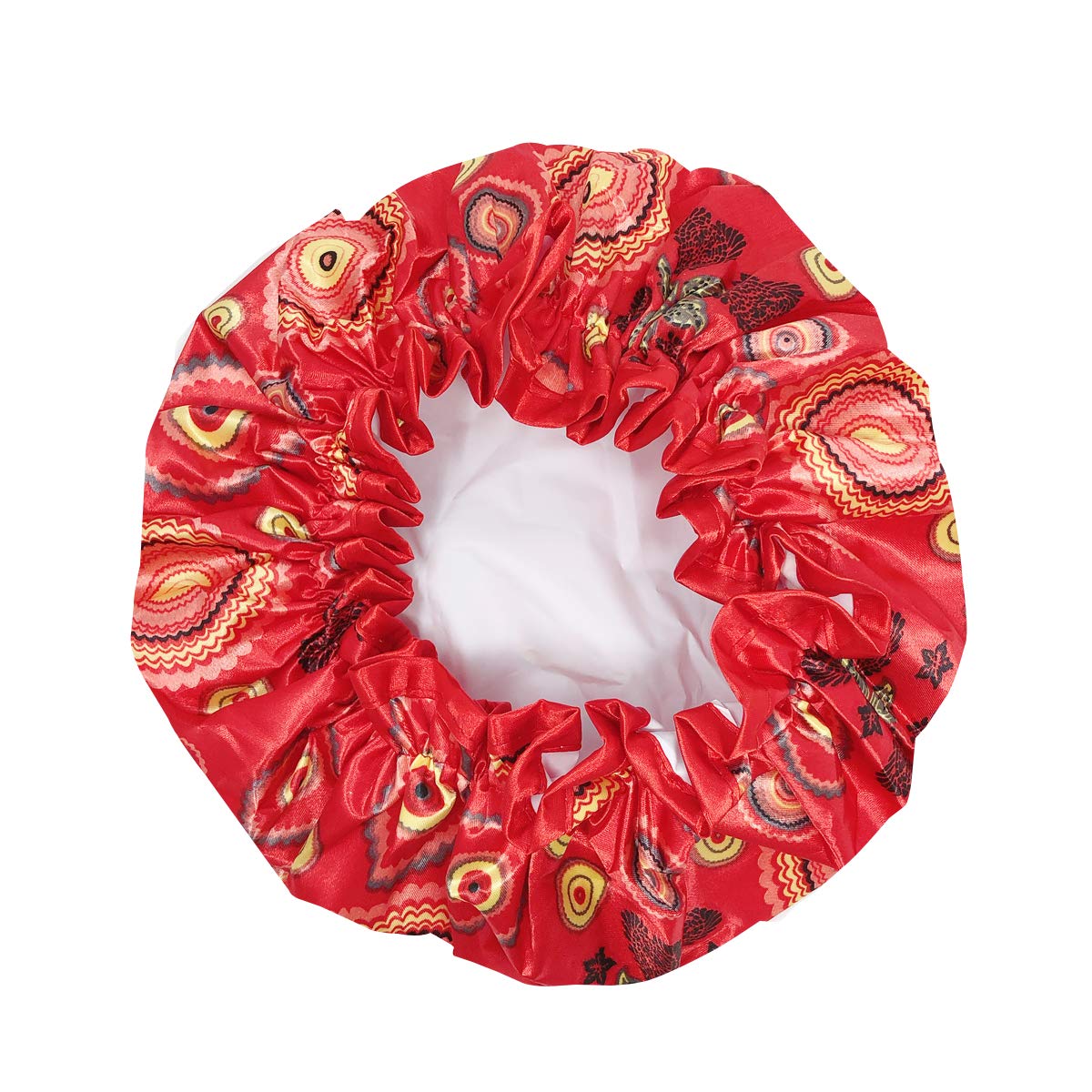 allydrew Reusable Women's Waterproof Shower Caps for Long Hair, Red Circle