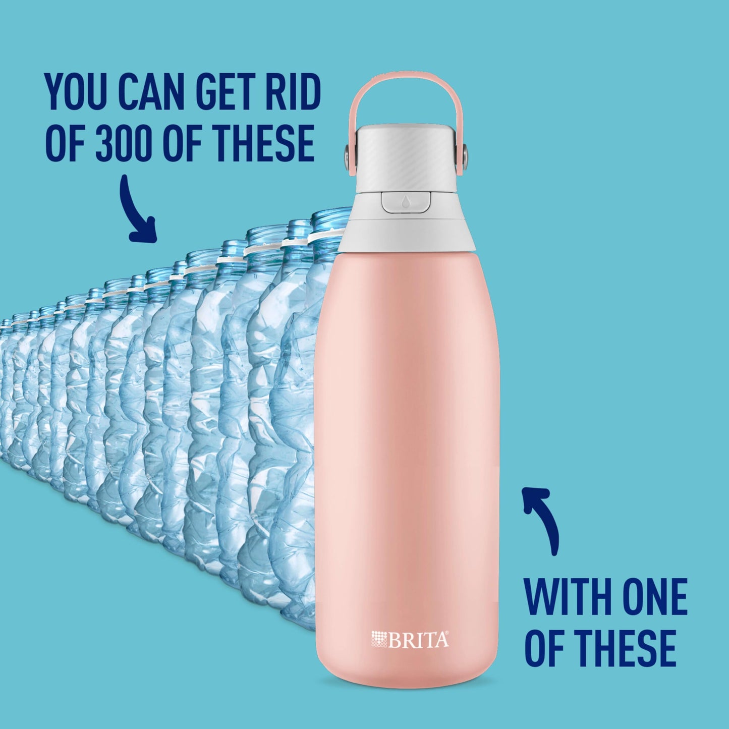 Brita Stainless Steel Premium Filtering Water Bottle, BPA-Free, Reusable, Insulated, Replaces 300 Plastic Water Bottles, Filter Lasts 2 Months or 40