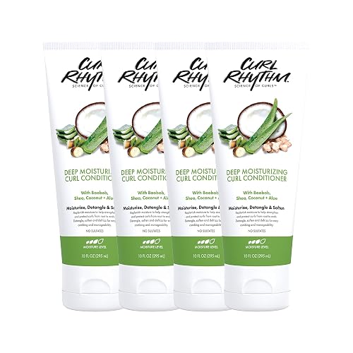 Curl Rhythm Deep Moisturizing Curl Conditioner - Curly Hair Conditioner with Shea Butter, Coconut, and Aloe - Strengthens and Protects Curls - 4 pc