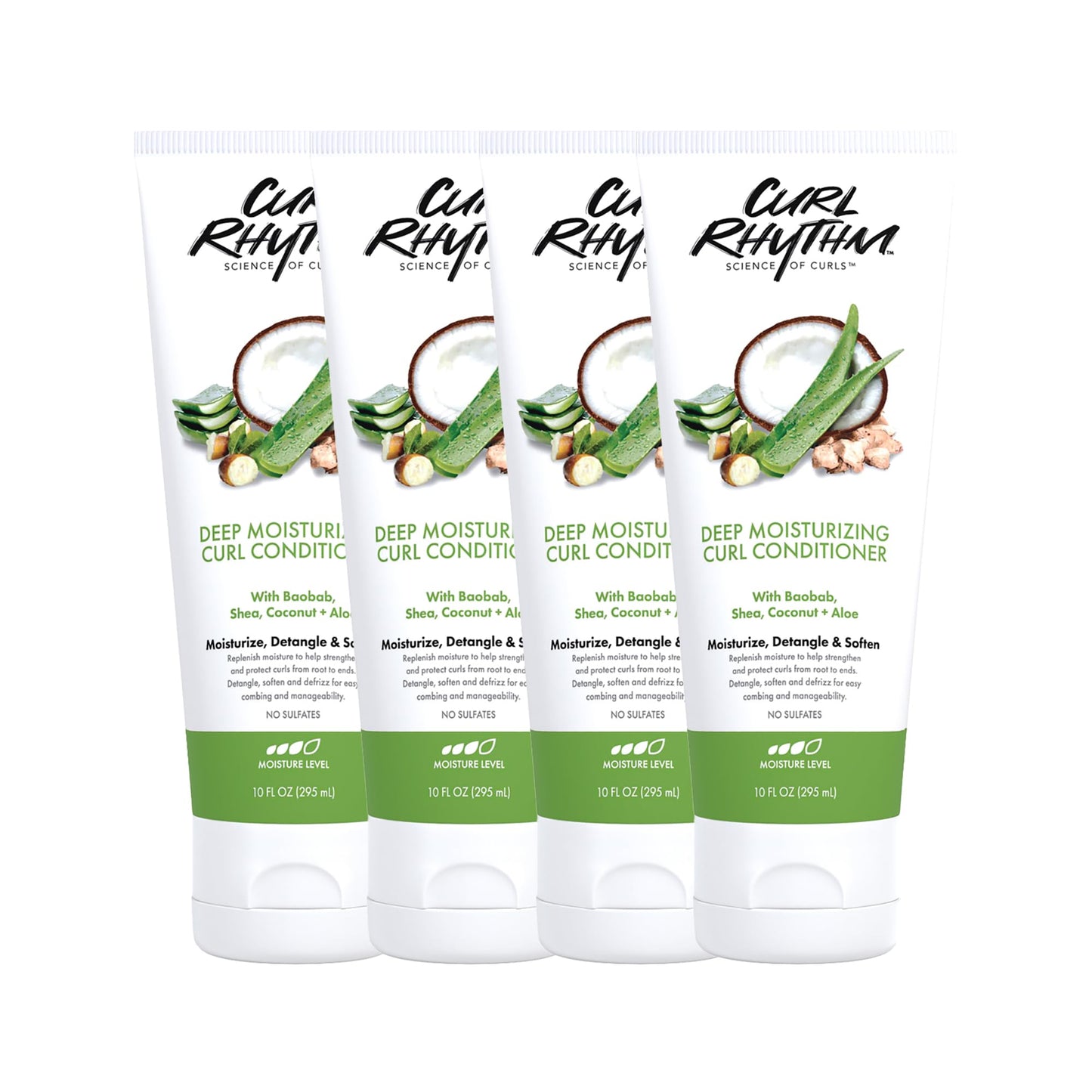 Curl Rhythm Deep Moisturizing Curl Conditioner - Curly Hair Conditioner with Shea Butter, Coconut, and Aloe - Strengthens and Protects Curls - 4 pc