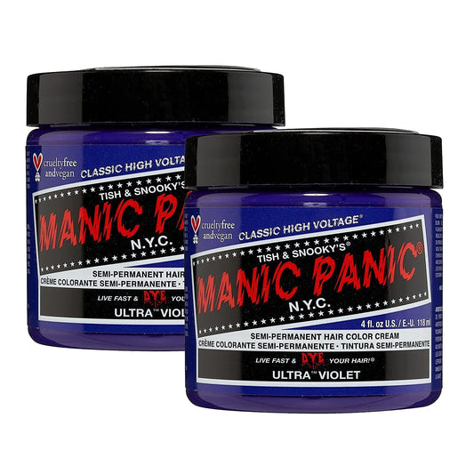 MANIC PANIC Classic Ultra Violet Semi Permanent Hair Color - Blue-Toned Purple Hair Dye for Women & Men That Lasts 4-6 Weeks - Vegan, Ammonia