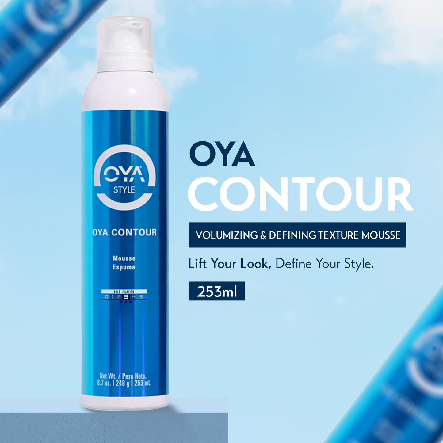OYA CONTOUR Moisturizing Hair Mousse - Nourishing Volumizing Styling Foam for Curly & Wavy Hair - Defines Curls, Smooths Frizz, Boosts Shine & Bounce