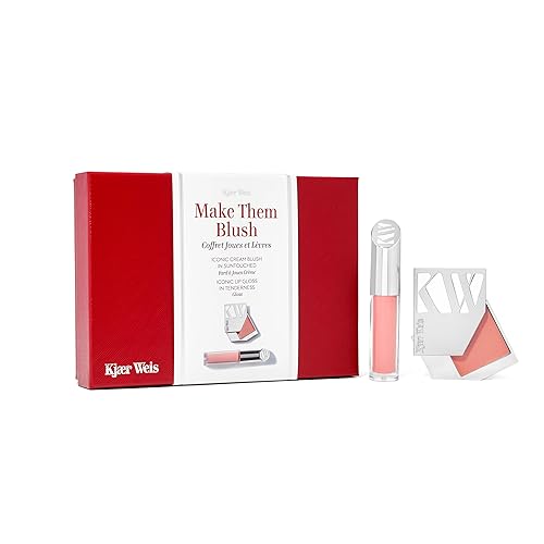Kjaer Weis Make Them Blush Set. Award Winning, Long- Wearing Dewy Blush Makeup for Cheeks, Eyes and Lip Gloss Tenderness