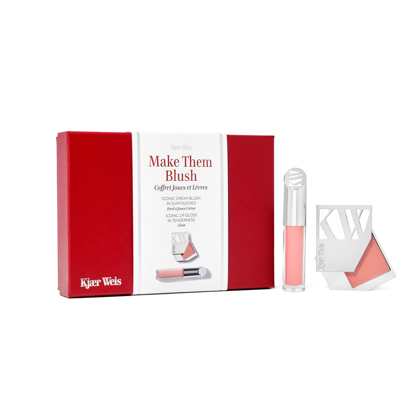 Kjaer Weis Make Them Blush Set. Award Winning, Long- Wearing Dewy Blush Makeup for Cheeks, Eyes and Lip Gloss Tenderness