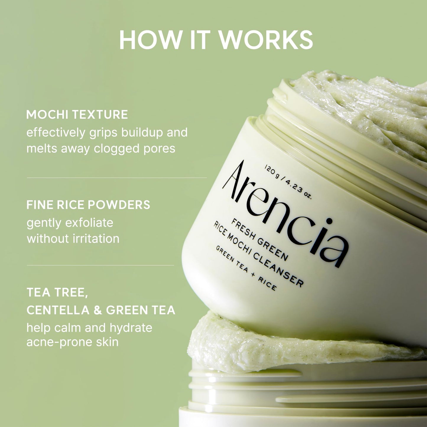 ARENCIA Korean Rice Mochi Face Cleanser - Face Wash, Gentle Scrub All in One for Deep Cleansing, Moisturizing, Pore Minimizing, Acne-Prone Skin Beauty and Personal Care ARENCIA
