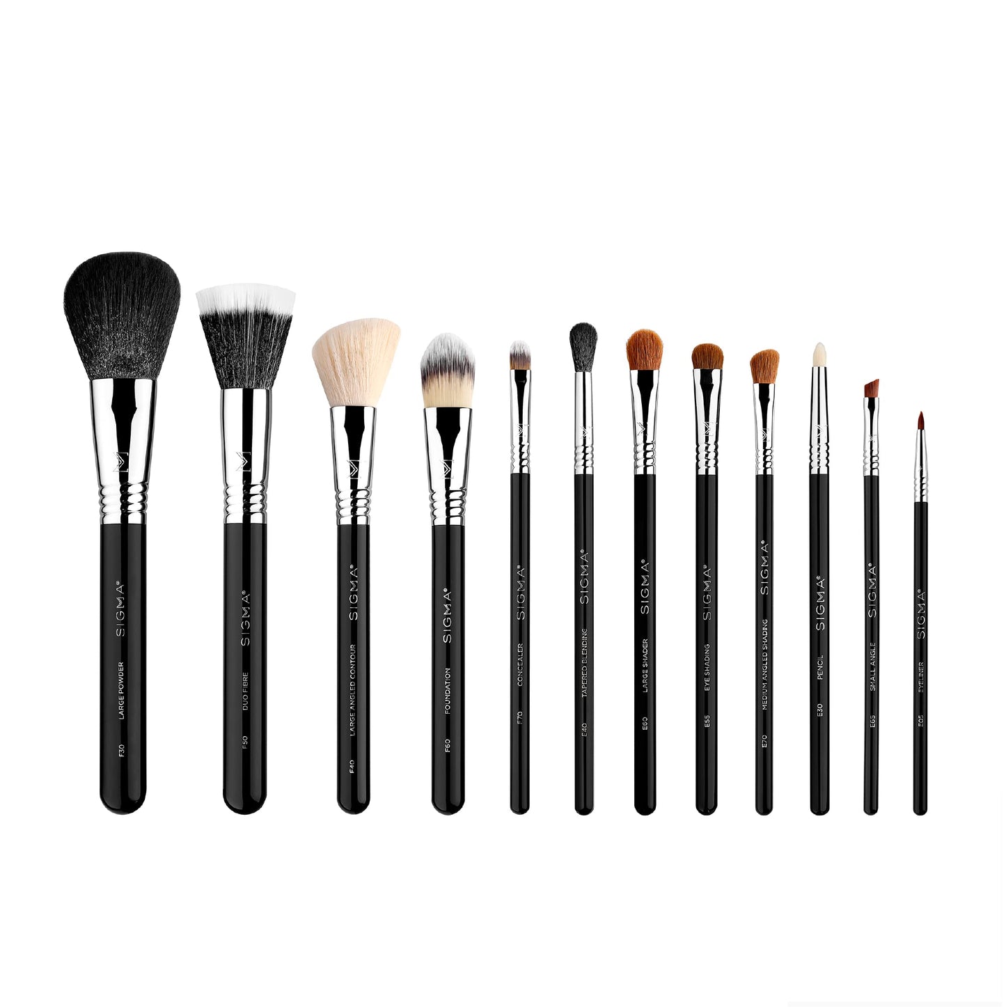 Sigma Beauty Essential Makeup Brushes Set - Professional Grade Makeup Brush Set with Premium Fibers and Sleek, Durable Handles for Face & Eyes