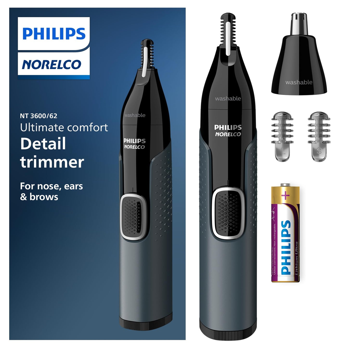 Norelco Philips Nose Trimmer 3000, for Nose, Ears Eyebrows, NT3600/62 Beauty and Personal Care Norelco