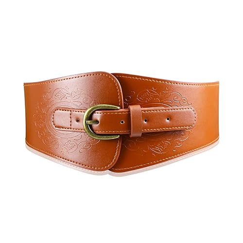 Namzi Women's Brown Leather Corset Belt, Thick Waist Cincher Belt with Adjustable Lacing, Wide Waist Trainer for Body Shaping & Dresses
