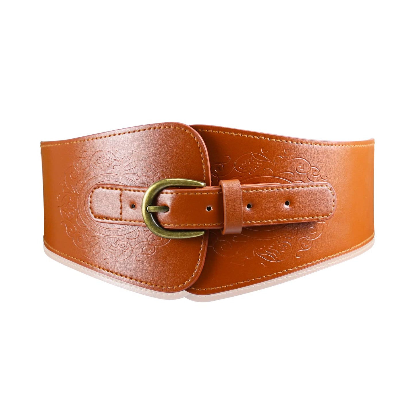 Namzi Women's Brown Leather Corset Belt, Thick Waist Cincher Belt with Adjustable Lacing, Wide Waist Trainer for Body Shaping & Dresses