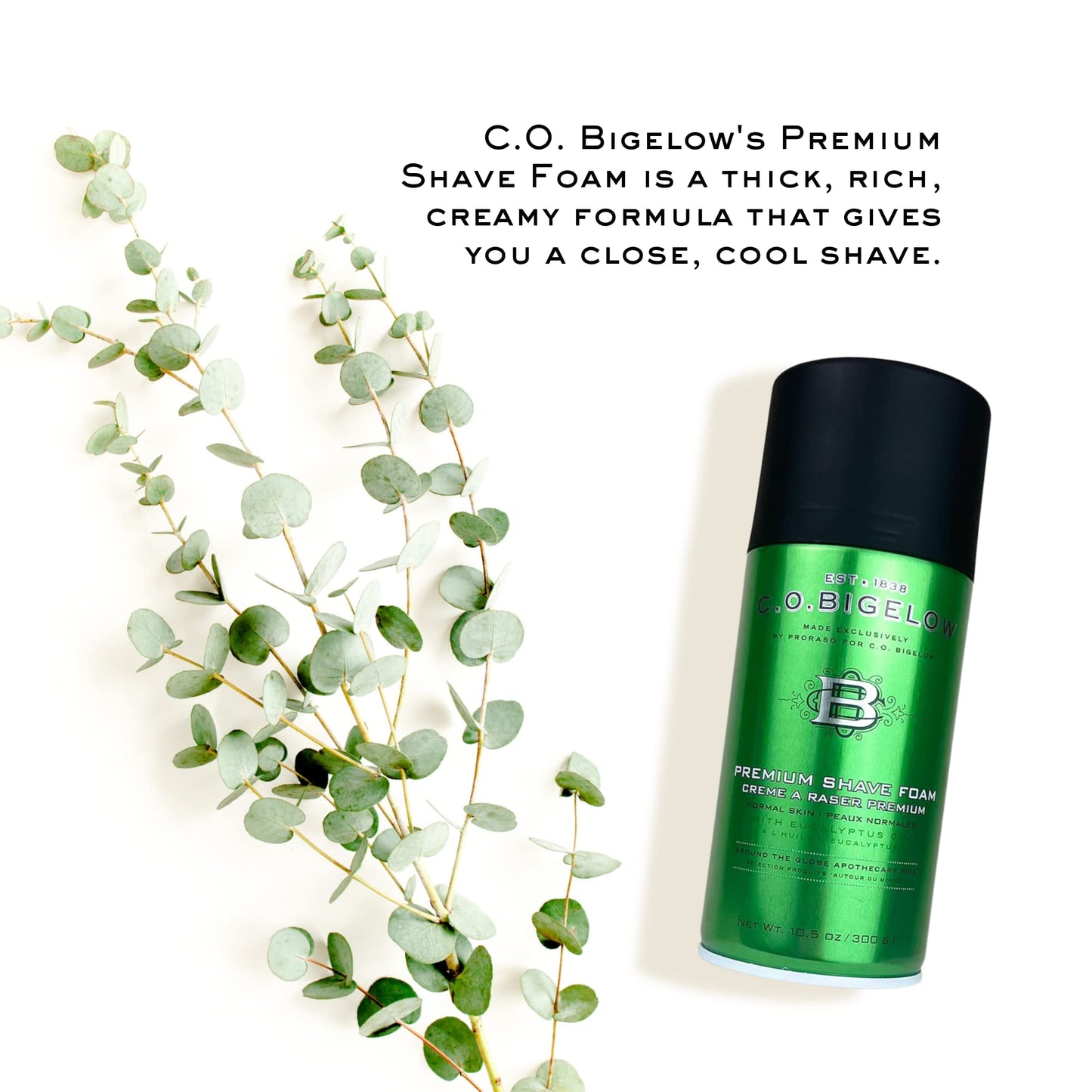 C.O. Bigelow Shaving Foam, 5.2 oz Mens Shaving Cream, Shave Foam for Men with Eucalyptus Oil for All Skin Types