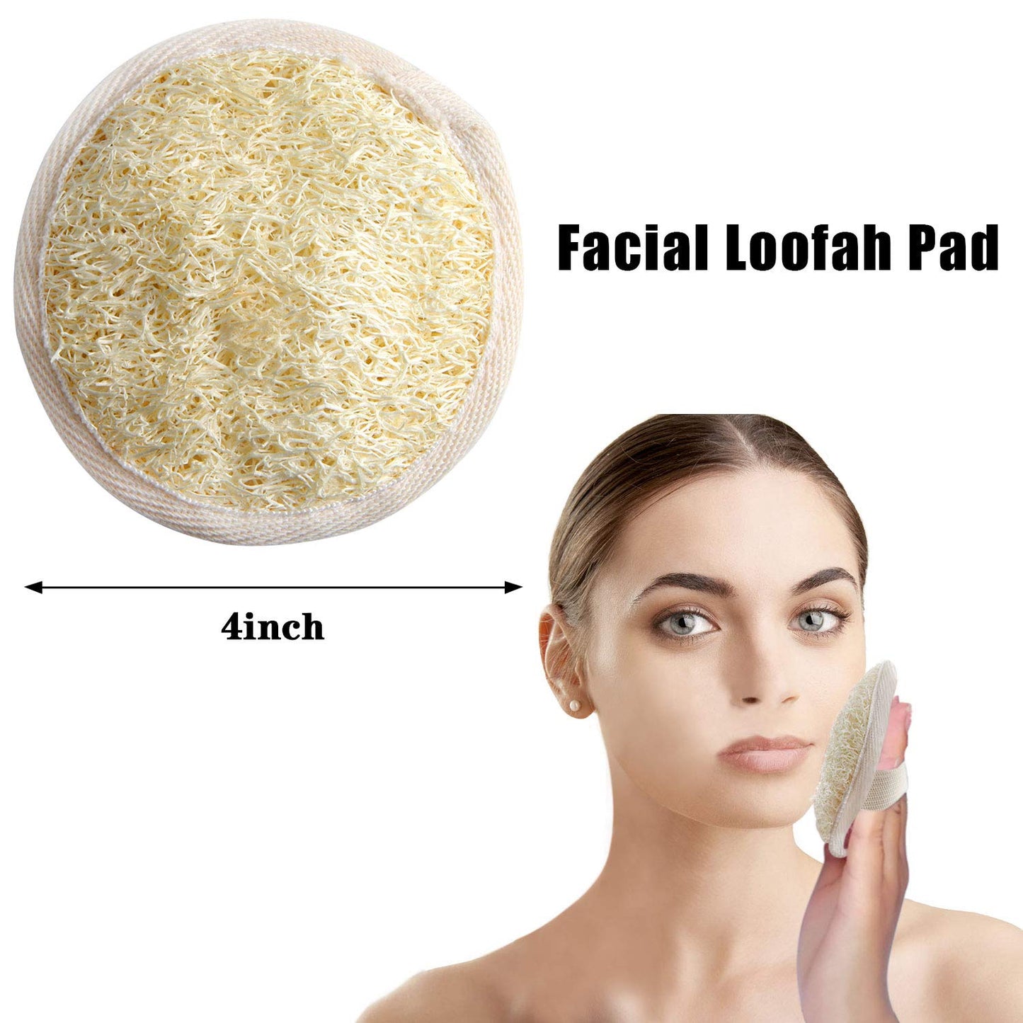 FEBSNOW Loofa Body Scrubber - 4 PCS Exfoliating Loofah Back Scrubber Natural Luffa Shower Bath Sponge Exfoliating Washcloth Face Scrubber Pad for Deep