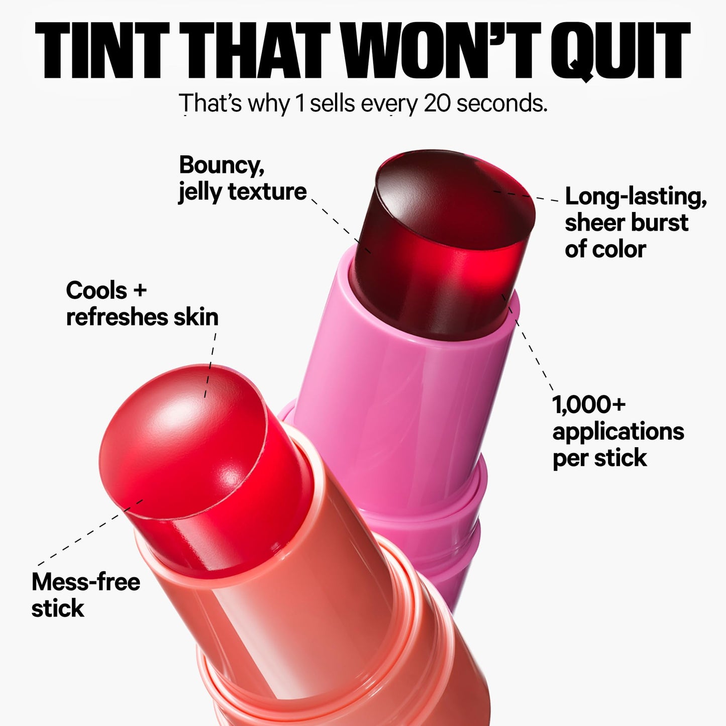 Milk Makeup Cooling Water Jelly Tint - Long-Lasting Sheer Lip + Cheek Stain with Firming Vegan Collagen + Hydrating Aloe - Transfer Proof, Buildable