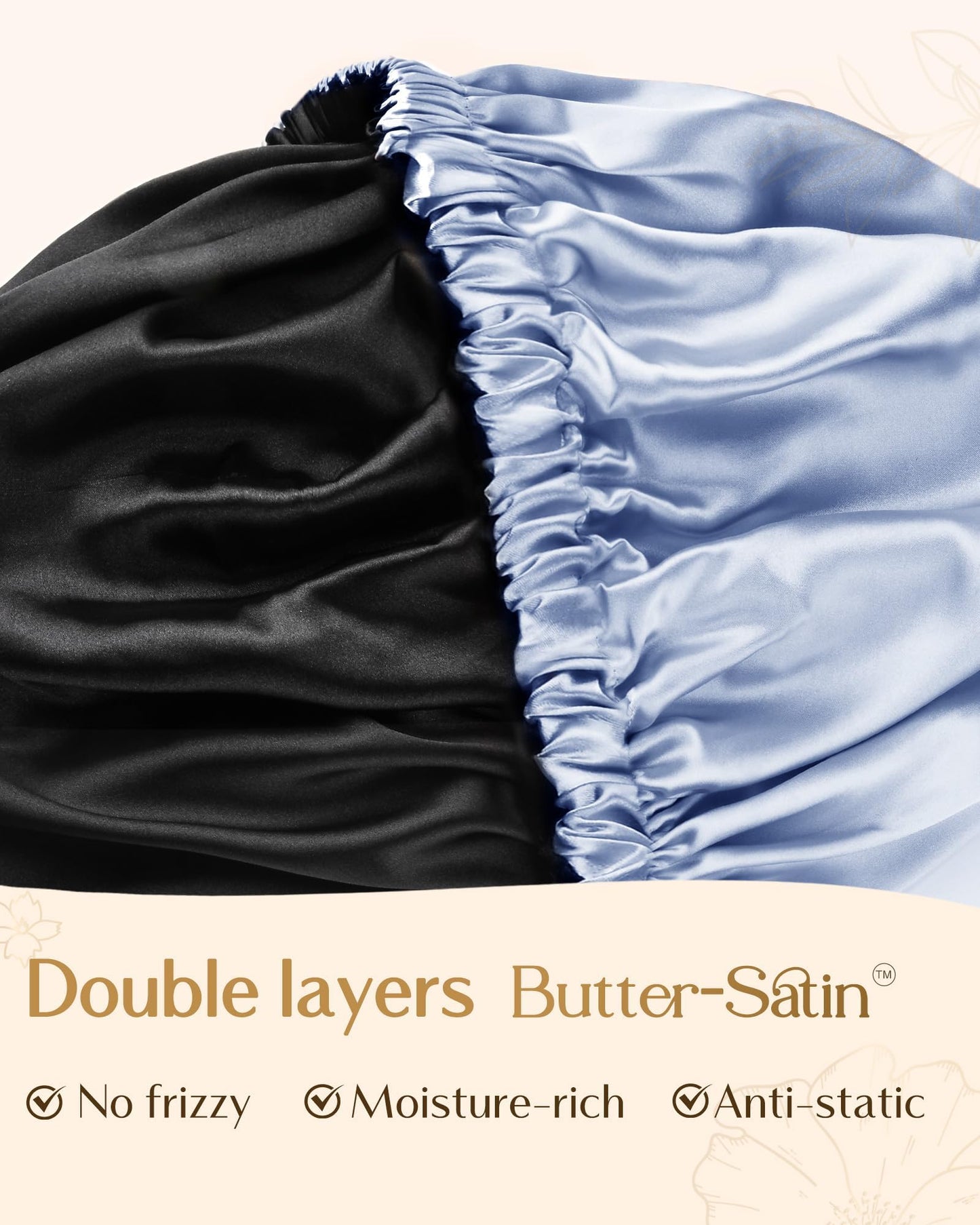 YANIBEST Adjustable Satin Bonnet Double Layer Hair Bonnet for Sleeping Bonnets for Women Hats Curly Natural Hair, Sky Blue Beauty and Personal Care YANIBEST