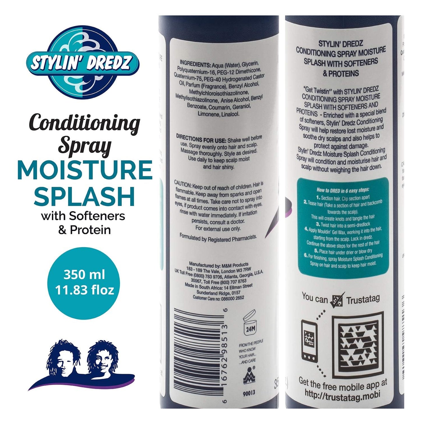 Stylin Dredz Moisture Splash Conditioning Braid Spray and Dreadlock Moisturizer Spray - 350 ml Single