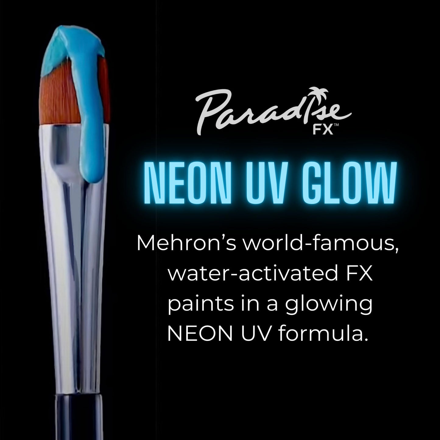 Mehron Paradise FX UV Neon Glow - Celestial - Neon Blue/Light Blue UV 0.25 oz | Pro Water-Activated Shimmer Paint for Raves, Costumes, SFX, Halloween