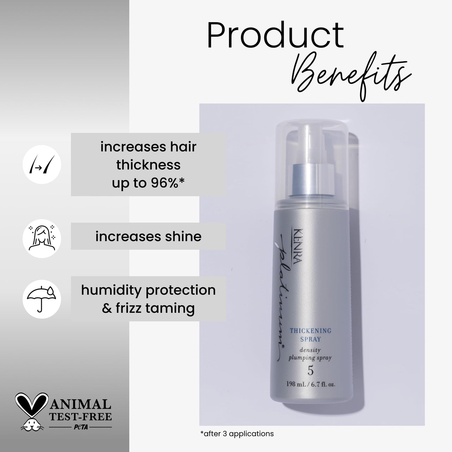 Kenra Professional Platinum Thickening Spray 5 | Volumizing Styler | Density Plumping Spray | Increases Hair Thickness Up To 96% | Humidity Protection