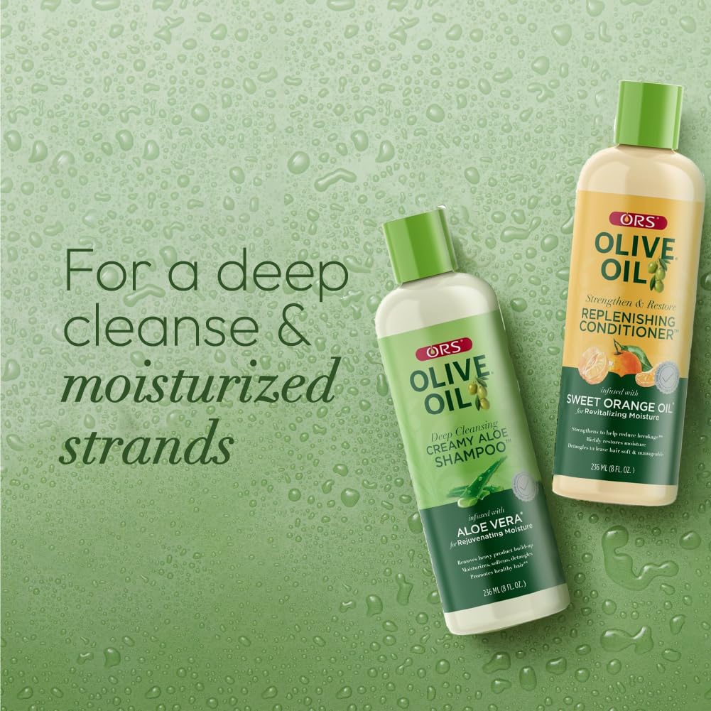ORS Olive Oil Shampoo & Conditioner with Aloe Vera & Orange Oil for Moisture, Strengthen & Restore 2 Piece Set