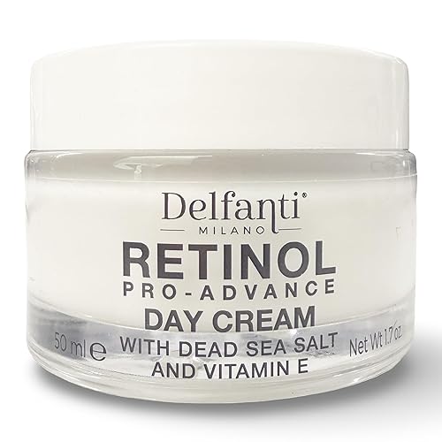Delfanti Milano, Retinol Pro Advance Day Cream with Dead Sea Salts and Vitamin B, Anti Aging Moisturizer for Face and Neck, Made in Italy, 1.7 oz 50
