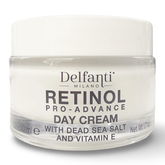 Delfanti Milano, Retinol Pro Advance Day Cream with Dead Sea Salts and Vitamin B, Anti Aging Moisturizer for Face and Neck, Made in Italy, 1.7 oz 50