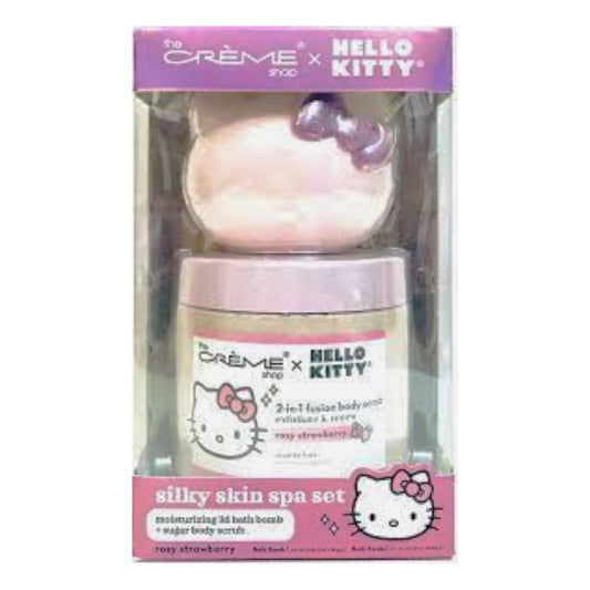 The Creme Shop Hello Kitty Silky Skin Spa Set - Bath Bomb & Body Scrubs for Radiant Silky Skin - Moisturizing Bath Bomb & Sugar Body Scrub - Indulge Beauty & Personal Care The Crème Shop