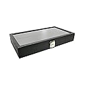 Novel Box Jewelry Organizer Box Black Leatherette 14.75x8.25x2.1 Large Glass Jewelry Box with Lid with Metal Clasp - Gem Display Case - Jewelry…