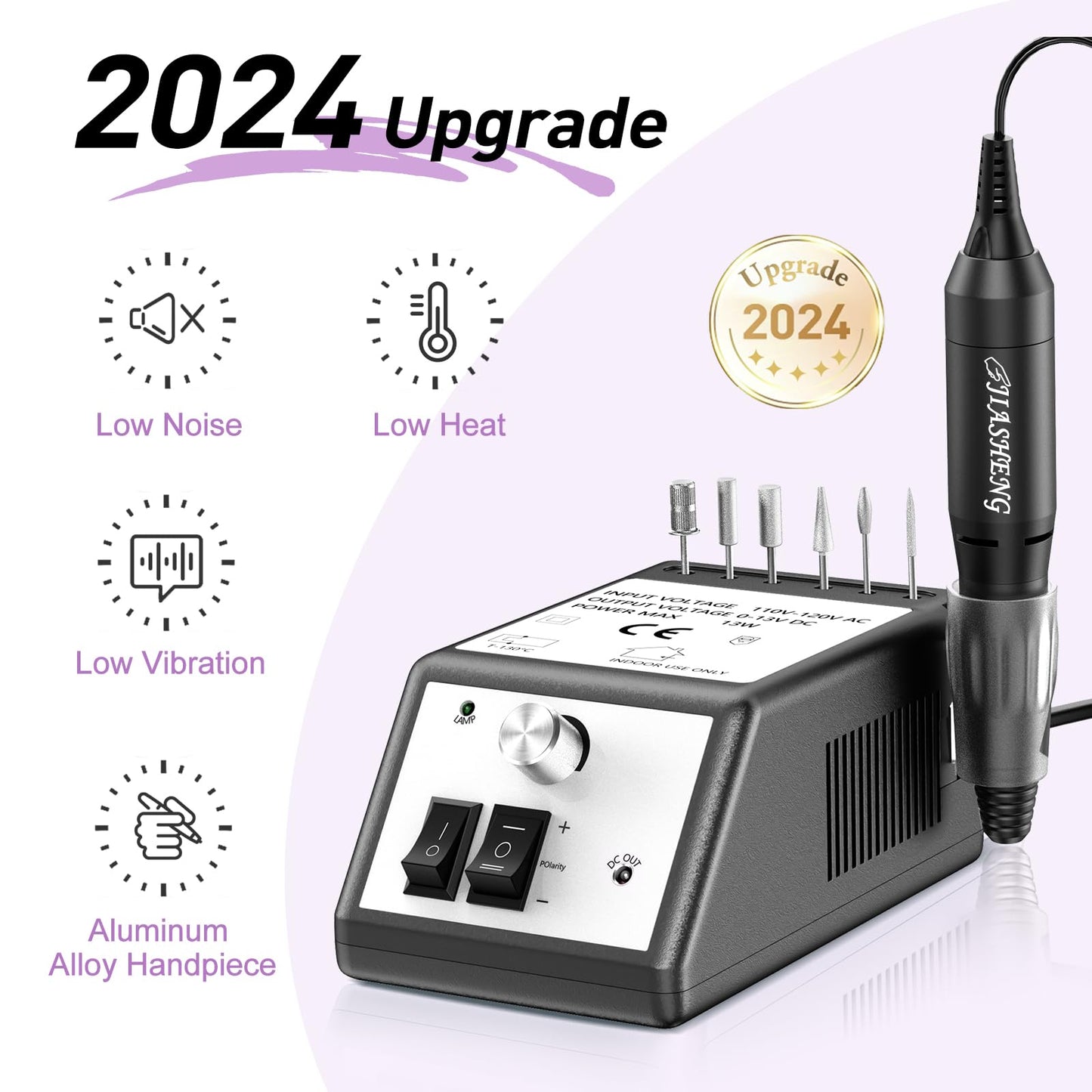 JIASHENG Professional Nail Drill, 20000rpm Electric Nail Drill Machine, Electronic Nail File Drills for Acrylic Nails Gel Nails Manicure Pedicure