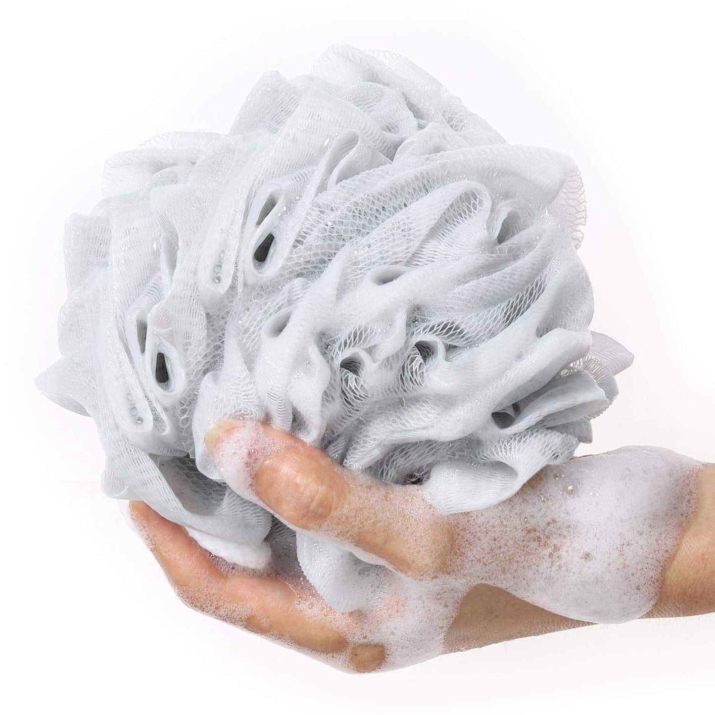 BTYMS 4 Pieces Loofah Sponge Shower Puff Exfoliating Bath Sponge 60g Mesh Pouf Bath Loofahs Black Shower Scrunchies for Bathing