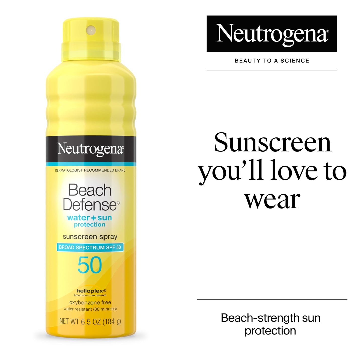 Neutrogena Beach Defense Sunscreen Spray SPF 50, Hawaii Reef Act 104 Compliant, Octinoxate & Oxybenzone Free, Broad Spectrum, Fast Absorbing