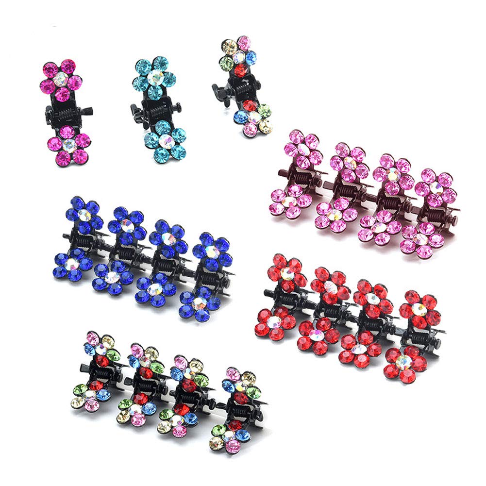 Suoirblss 30PCS Multicolored Mini Claw Hair Clips Crystal Rhinestone Barrette Hair Claw Clip Hair Bangs Pin Hair Accessories