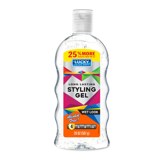 Lucky Super Soft Styling Gel, Wet Look, 20 Ounce