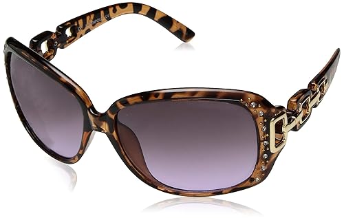 Southpole 1017SP Stylish Rhinestone UV Protective Rectangular Sunglasses for Women. Trendy Gifts for Women, 70 mm