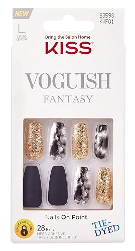 Kiss Voguish Fantasy Nails 28 Count Tie-Dyed Long (Pack of 3) Beauty & Personal Care KISS