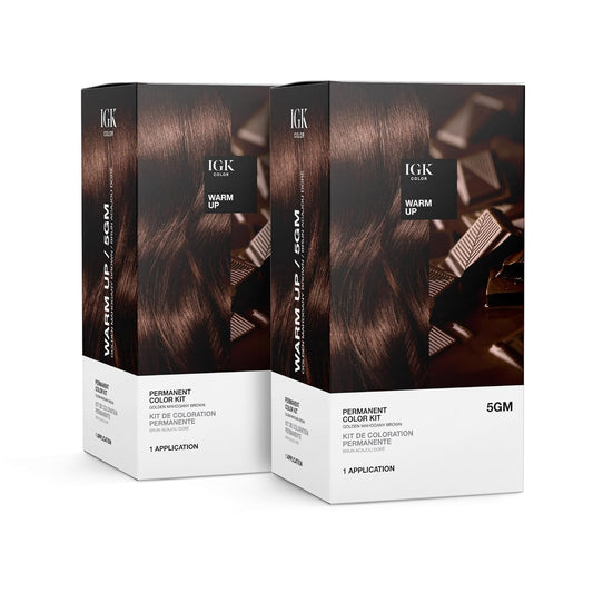 IGK Permanent Hair Color Kit | 5GM Warm Up - Golden Mahogany Brown | 100% Gray Color Coverage + Strengthen + Shine | Ammonia Free Beauty & Personal Care IGK